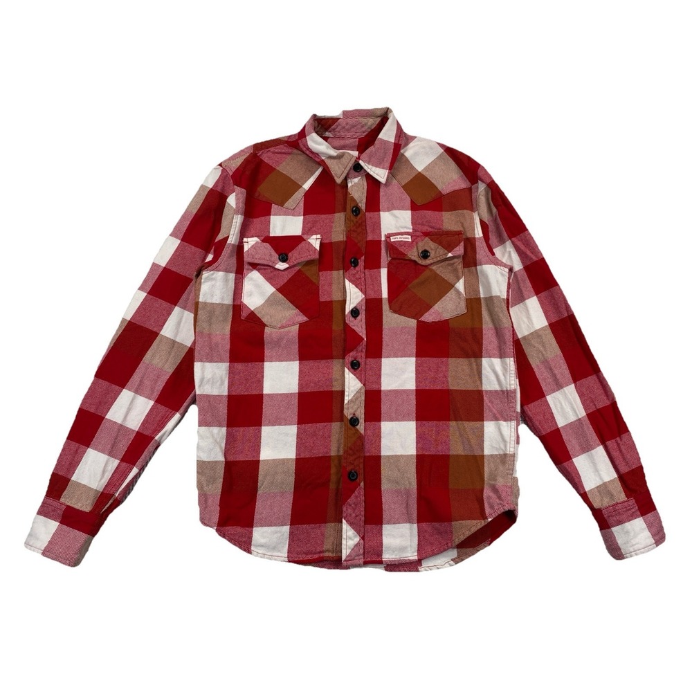 Topo Designs Button Up Flannel Shirt Long Sleeve Red Plaid Men's Small Cotton